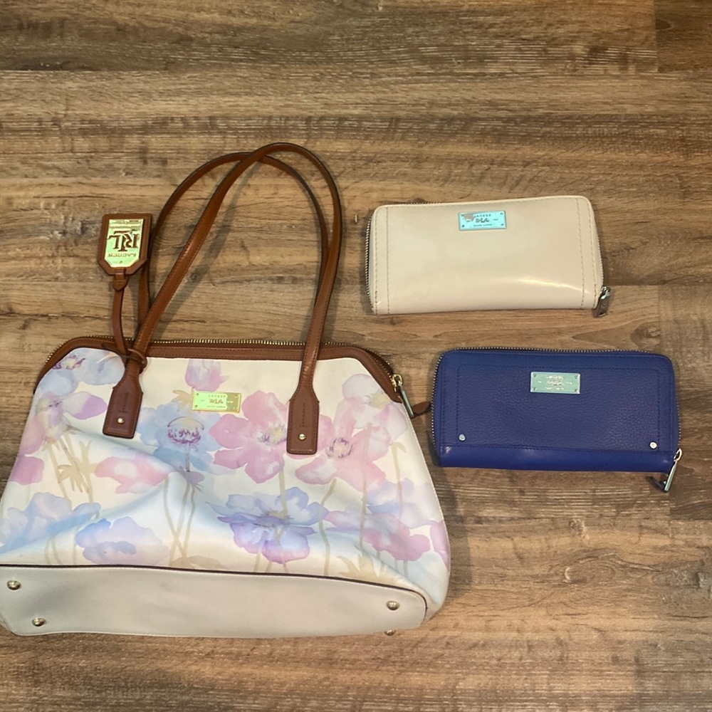 LAUREN Ralph Lauren handbag and 2 wallet package